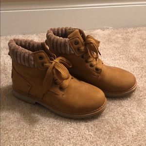 Brown work boots